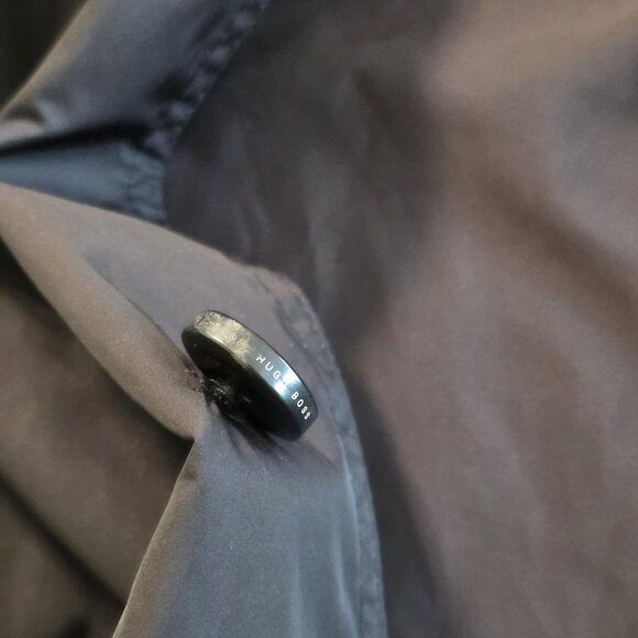 Bugatti Coat Men 52R Black Water Repellent Mackintosh Buttons Pockets Minimalist - Picture 13 of 16